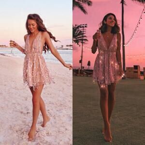 Hello Molly Try Your Luck Sequin Dress Small Homecoming Resort Vacation Glam